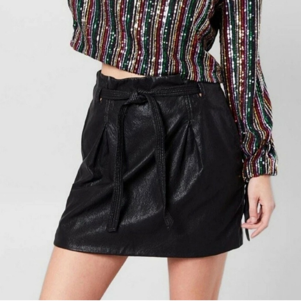 Free People Black Faux Leather Skirt Vegan Leather
